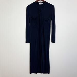 Everlane Navy The Ryan Button Front Long Sleeve Shirt Maxi Dress Size XS